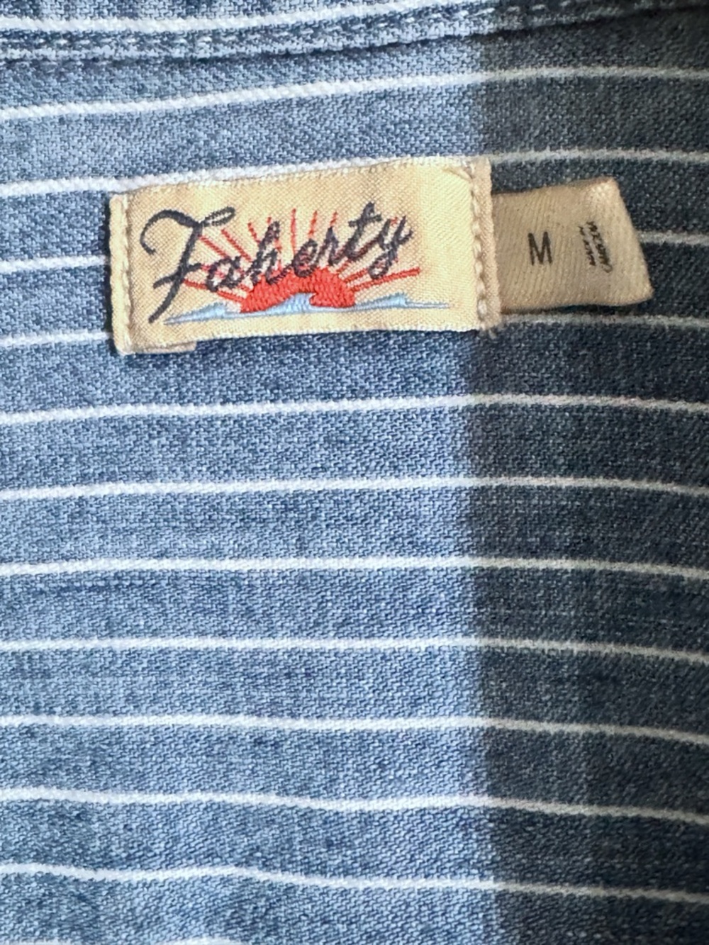 Faherty Tried & True Chambray Classic Shirt - Bluewater Stripe Wash (Medium) - Picture 6 of 8